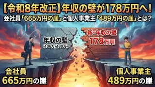 【令和8年改正】年収の壁が178万円へ！会社員「665万円の崖」と個人事業主「489万円の崖」とは？