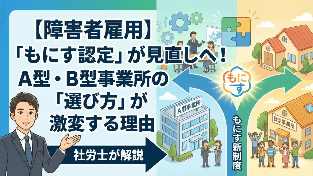 もにす認定見直しとA型B型事業所の選び方を社労士が解説