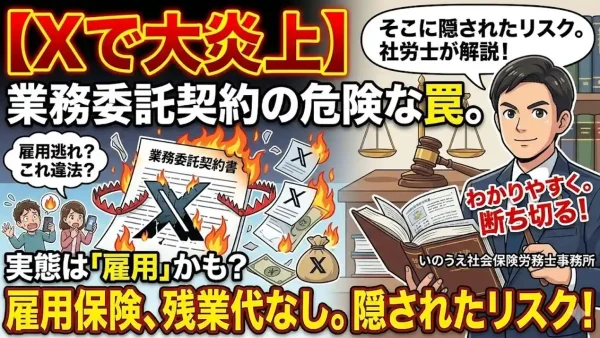 【Xで大炎上】業務委託契約に潜む危険な罠。社労士がわかりやすく解説。
