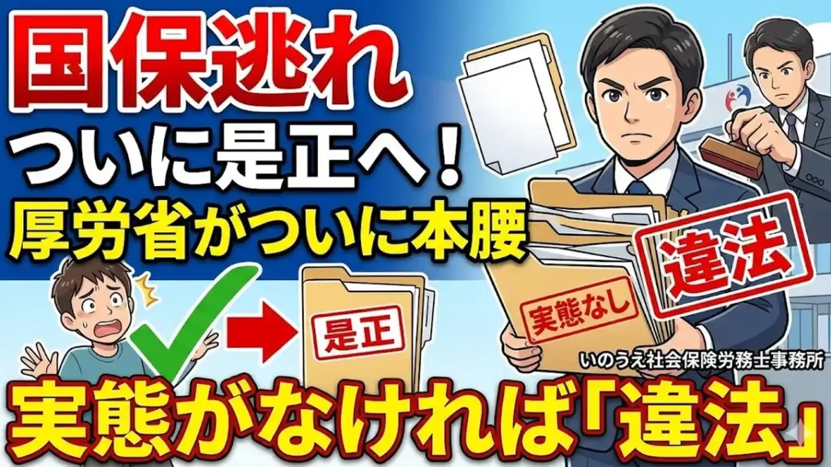 国保逃れついに是正へ！厚労省がついに本腰入れて乗り出す！実態がなければ「違法」