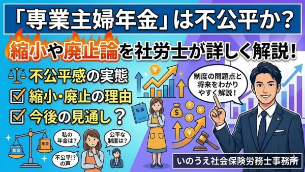 「専業主婦年金」は不公平なのか？縮小や廃止論を社会保険労務士が詳しく解説します。